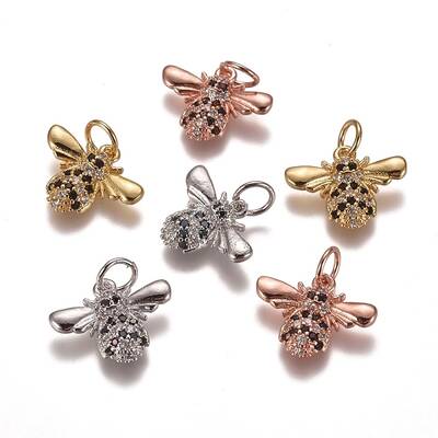Brass Micro Pave Cubic Zirconia Charms