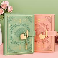 New Stylish Locked Notebook with B6 Metal Heart Lock, Vintage Journal With Thicker Pages,144 Sheets/288 Pages, 5.3 Inch Cover...