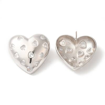 Rack Plating Brass Micro Pave Clear Cubic Zirconia Stud Earrings