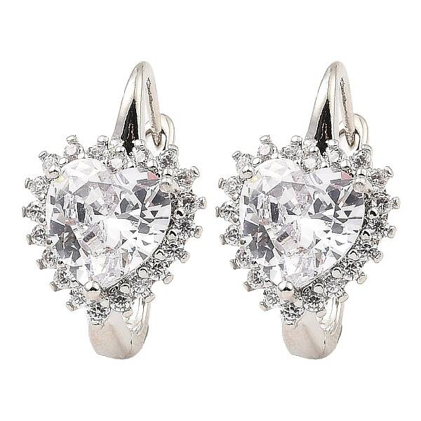 Brass Micro Pave Cubic Zirconia Hoop Earrings