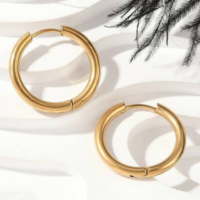 202 Stainless Steel Huggie Hoop Earrings