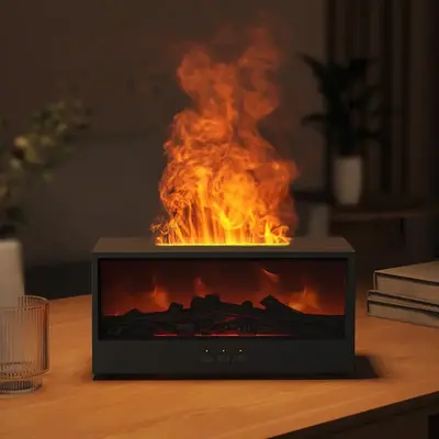 Fireplace Flame Aroma Diffuser, 3 Speed Timed Shutdown, Water Shortage & Power Outage Protective Oil Diffuser, Plug and Play�...