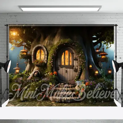 Enchant Tree House Birthday Cake Smash Backdrop - Aperturee