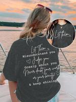 Women's Graphic Print Round Neck Tee, Trendy Casual Crew Neck Short Sleeve T-shirt for Daily Wear, Ladies Spring & Fall Outfi...