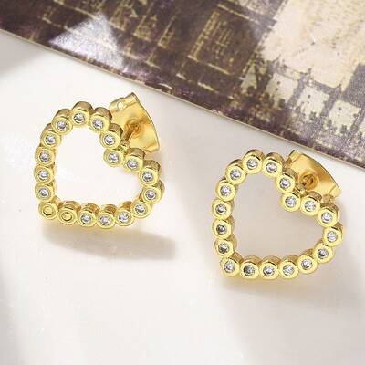 Brass Micro Pave Clear Cubic Zirconia Stud Earrings