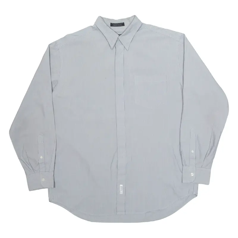 DKNY Mens Shirt Grey Pinstripe Long Sleeve XL