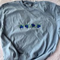 Embroidered Tshirt, Blueberry Tshirt, Cute Embroidered Shirt