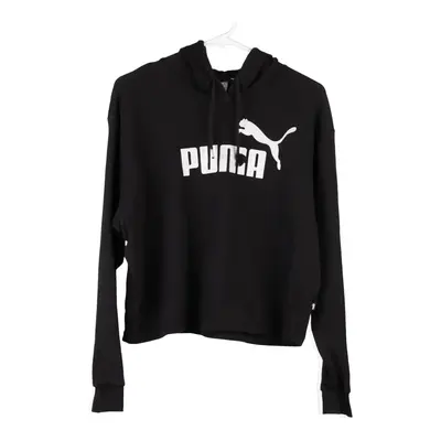 Puma Cropped Hoodie - Medium Black Cotton
