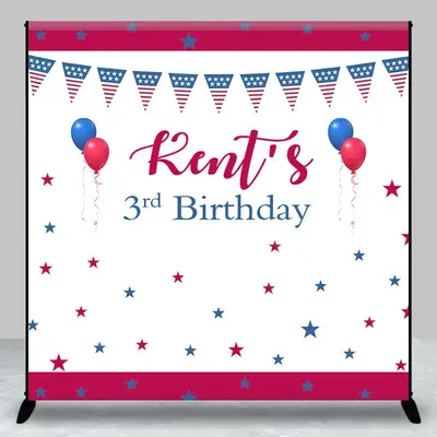 Celebrate Blue Red White 3rd Custom Birthday Backdrop