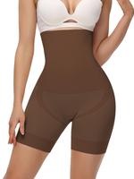 Women's Solid High Waist Shapewear Shorts, Tummy Control Butt Lifting Shapewear Bottoms, High Stretch Seamless Shaper for Dai...