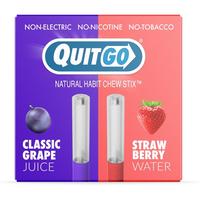 QuitGo Air Straw Grape and Strawberry Habit Chew Stick – Plastic Reusable Natural Aid Straw to Curb Cravings & Breathe Free...