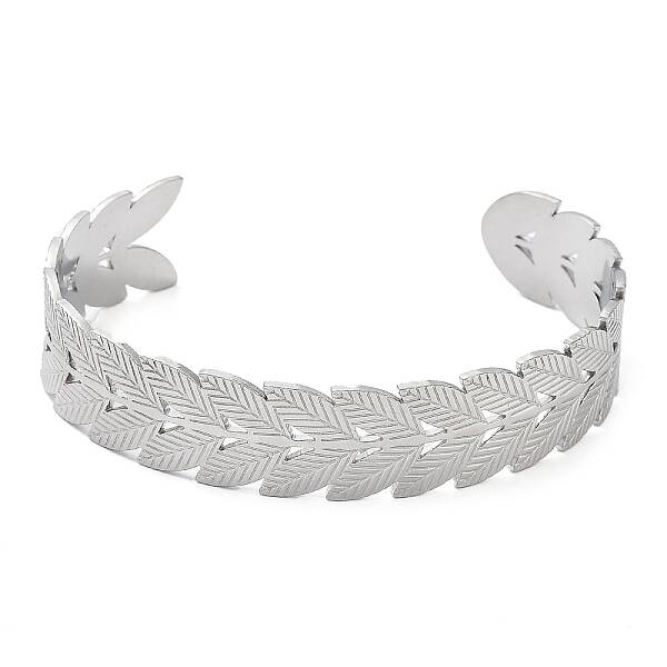 Non-Tarnish 304 Stainless Steel Leafy Branch Cuff Bangle for Women