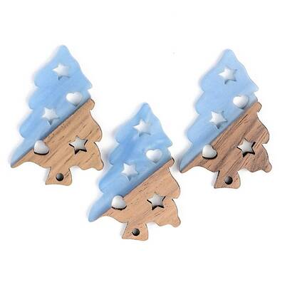 Opaque Resin & Walnut Wood Pendants