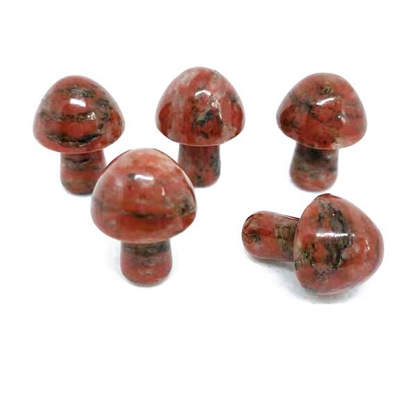 Natural Sesame Jasper Healing Mushroom Figurines