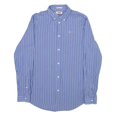 TOMMY HILFIGER Slim Fit Mens Shirt Blue Striped Long Sleeve S