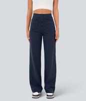 Halara High Waisted Button Multiple Pockets Straight Leg Casual Pants #Springtok Outdoor Style Comfortable For Movement Slack...