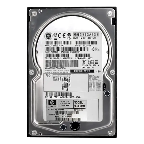 A6110-69002 HP 36.4GB Ultra-320 SCSI 10000 3.5-inch Hard Drive