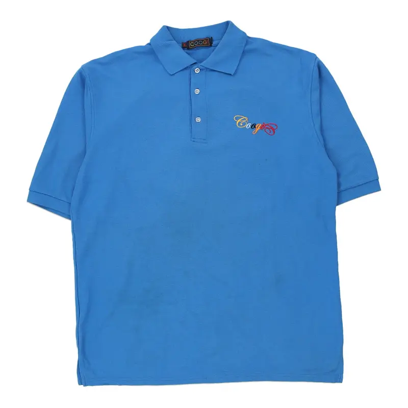 Coogi Graphic Polo Shirt - 3XL Blue Cotton
