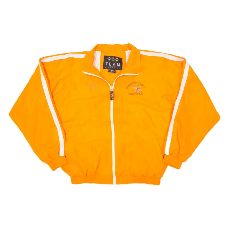 TEAM APPAREL Crawford County Wolfpack Shell USA Jacket Orange 90s Mens L