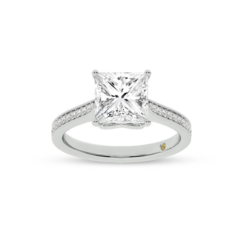 Taos Hidden Halo Princess Cut Lab Grown Diamond Engagement Ring | 18K White Gold 2 3/4 CT. TW.