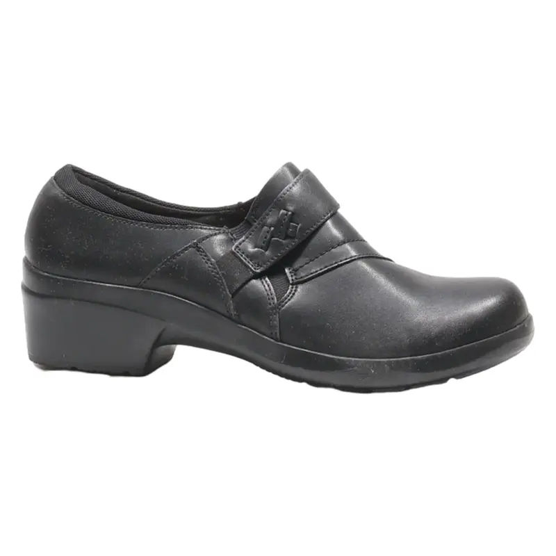 CLARKS Pump Shoes Black Leather Womens UK 6.5