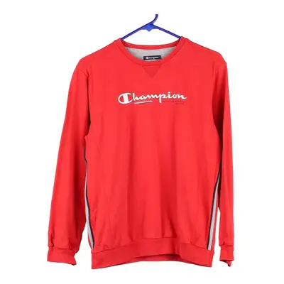 Age 13-14 Champion Spellout Sweatshirt - XL Red Cotton Blend