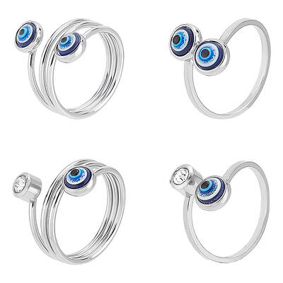 4Pcs 4 Style Resin Evil Eye Cuff Rings