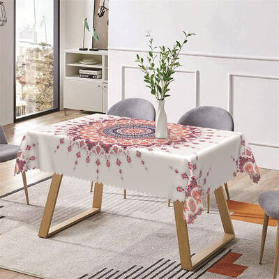 Red White Blue Mandala Patterns Rectangle Tablecloth - Aperturee