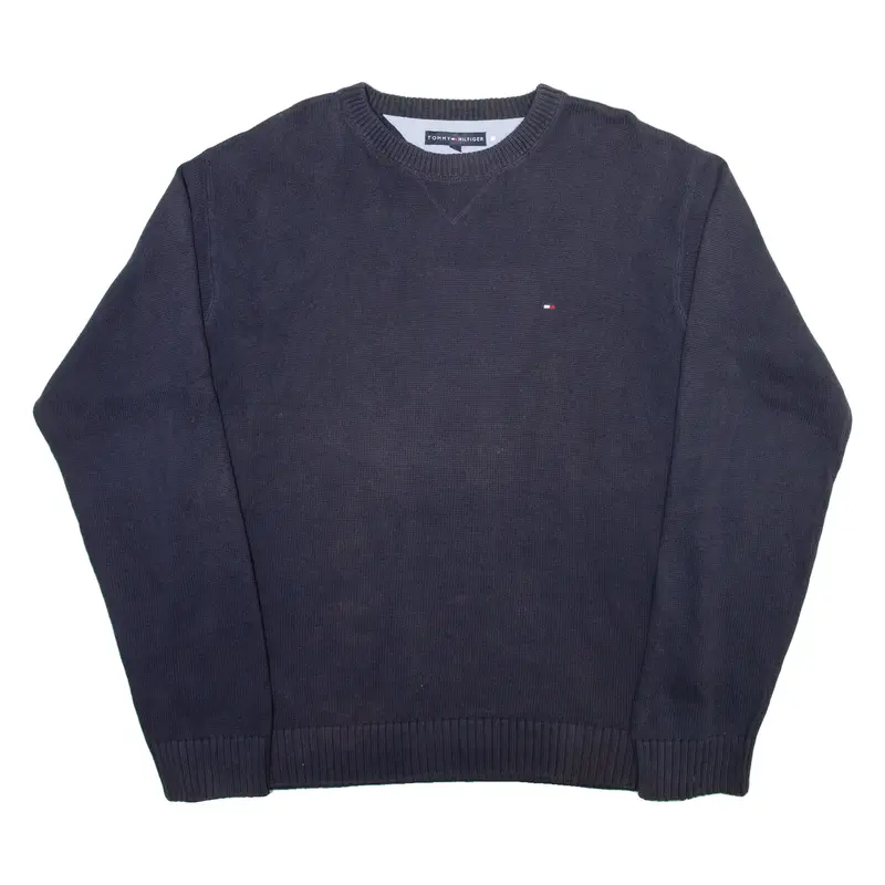 TOMMY HILFIGER Mens Jumper Blue Tight Knit L