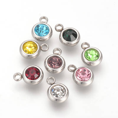 201 Stainless Steel Rhinestone Charms