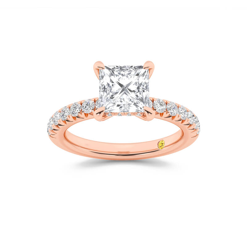 Embers Half Coverage Hidden Halo Princess Cut Lab Grown Diamond Engagement Ring | 10K Rose Gold 4 3/4 CT. TW.