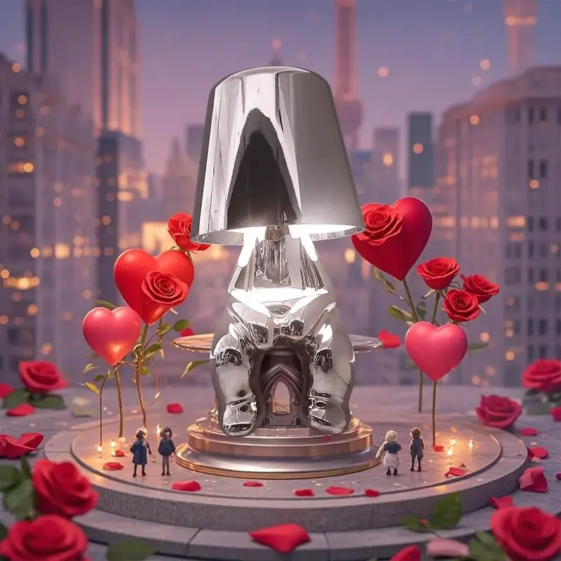 Creative Design Table Lamp, 1 Count USB Rechargeable LED Elegant Table Lamp, Modern Night Cozy Adjustable Lighting Nightstand...