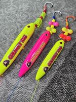 The Chunky Chunks 3 Pack:  Pre-tied Chunky Rigs in Jumbo Yellow, Large Pink, and Small Yellow
