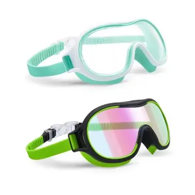 Aegend 2 Pack Swim goggles for Kids, Big Frame Anti-Fog Anti-UV Wide Vision Clear vision Waterproof, No leak large frame Swim...