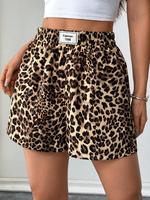 Women's Leopard Print Shorts, Casual Comfy Fitted Shorts for Summer, Women's Bottoms for Daily Wear, Shorts for Women, Womens...