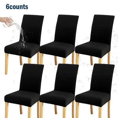 Solid Color Chair Cover, 6 Counts Waterproof Chair Covers, Chair Protector for Home Kitchen Dining Room