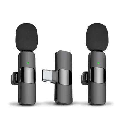 Wireless Lavalier Microphone, 1 Set USB Charging Noise Reduction Collar Clip Microphone for Mobile iPhone/Android, Omnid...