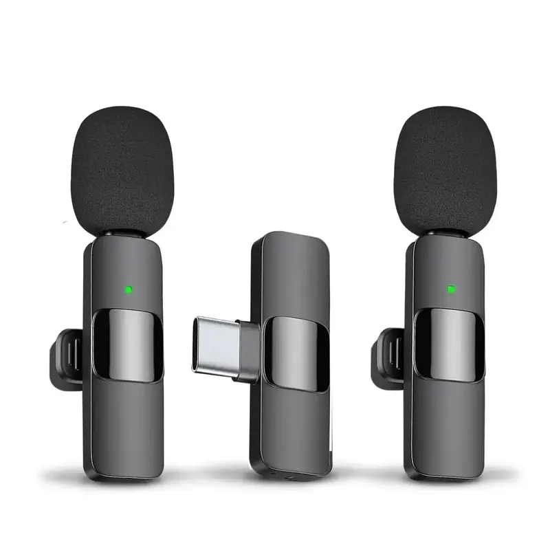 Wireless Lavalier Microphone, 1 Set USB Charging Noise Reduction Collar Clip Microphone for Mobile iPhone/Android, Omnid...