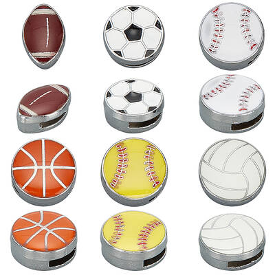 36Pcs 6 Styles Alloy Enamel Slide Charms