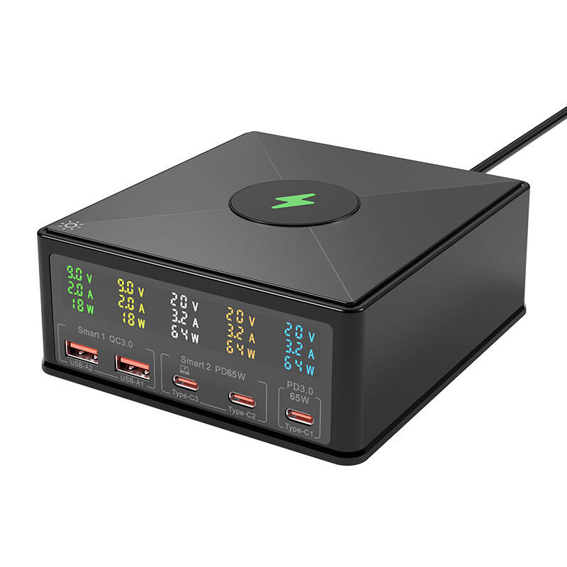 USB Multi Port Mobile Phone Charger Intelligent Display Type C, Apple, & Android