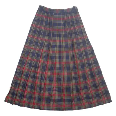 DAVID BROOKS Womens Pleated Skirt Red Long Check UK 4