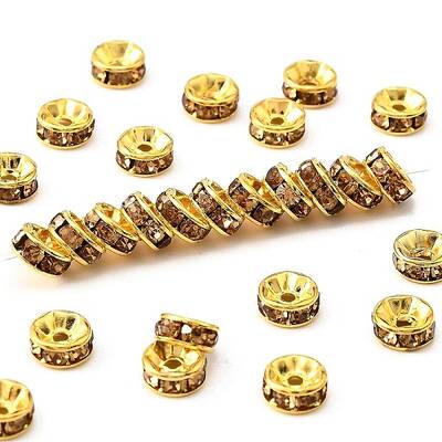 Brass Grade A Rhinestone Spacer Beads