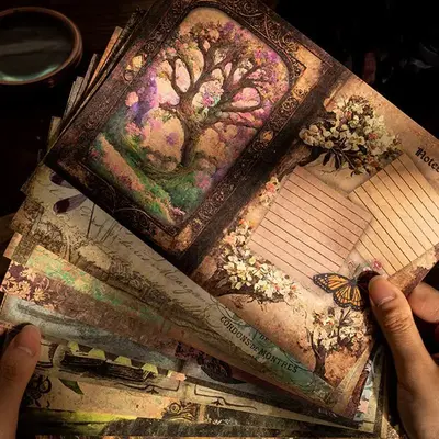 Vintage Envelope Paper, 40 Sheets/pack Dark Style Butterfly Floral Pattern Scrapbooking DIY Paper, Scrapbooking Supplies for ...