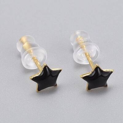 Brass Enamel Stud Earrings