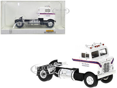 1950 Kenworth Bullnose Truck Tractor White with Blue Stripes \