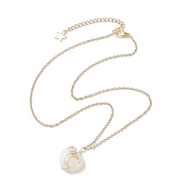 Opalite Heart Pendant Necklaces