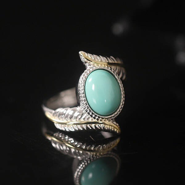 Oval Synthetic Turquoise Finger Rings
