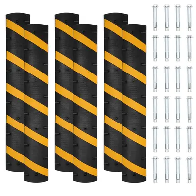 Garvee 6 Pack 6FT Rubber Speed Bumps for Roads & Driveways - Heavy-Duty, Dual Channel Cable Protection, Non-Slip Surface, Mod...