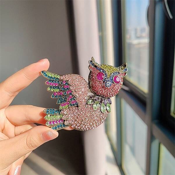Owl Alloy Rhinestone Brooches