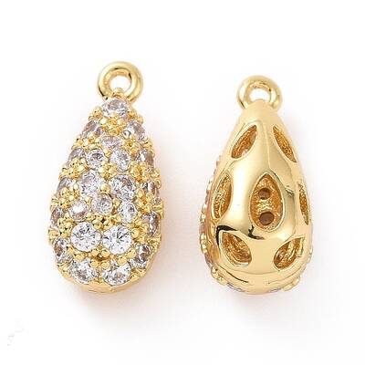 Brass Micro Pave Clear Cubic Zirconia Charms